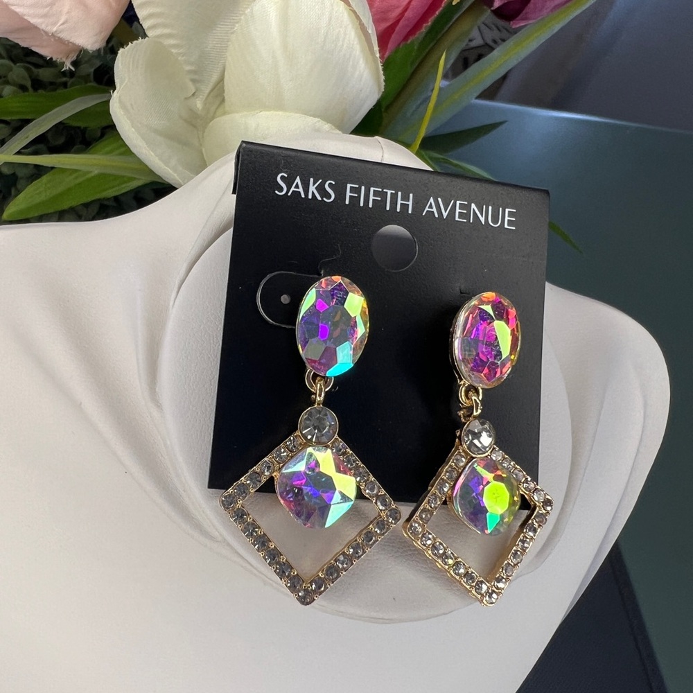 Saks Fifth Avenue Iridescent Diamond Shape Drop Earrings - Picture 3 of 5